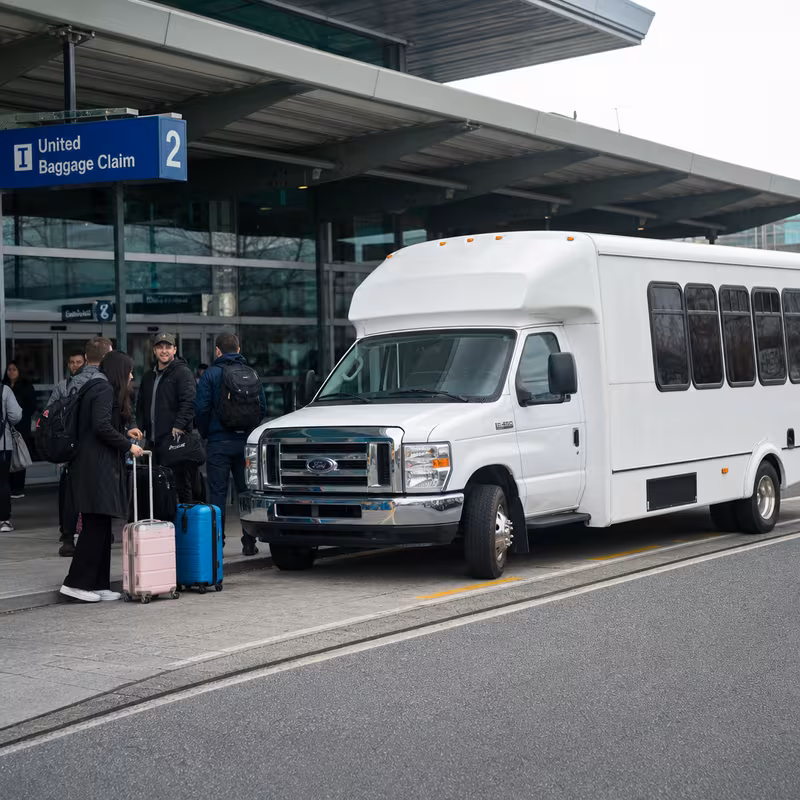 Black Mercedes Sprinter van staged for an Elizabeth Airport Transportation group