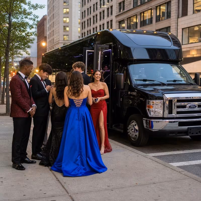 Passengers loading luggage while boarding an Elizabeth group shuttle